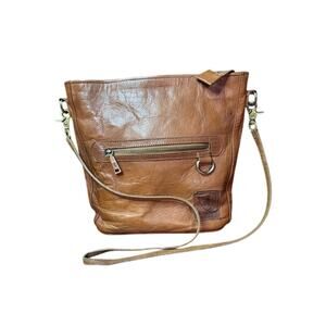 Berliner Leather Crossbody Bag Brown Genuine Leather Shoulder Purse Vintage Boho